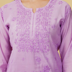 CHANDERI KURTI WITH HEAVY WORK WITH FREE GIFT 💝  INSIDE