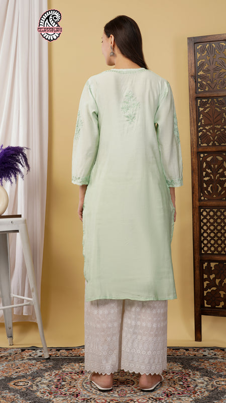 CHANDERI KURTI WITH HEAVY WORK WITH FREE GIFT 💝  INSIDE