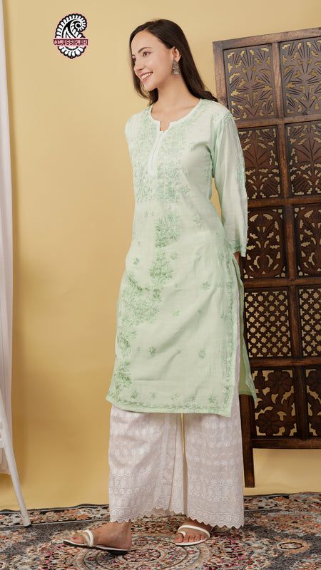 CHANDERI KURTI WITH HEAVY WORK WITH FREE GIFT 💝  INSIDE