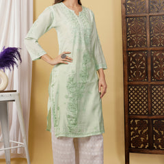 CHANDERI KURTI WITH HEAVY WORK WITH FREE GIFT 💝  INSIDE