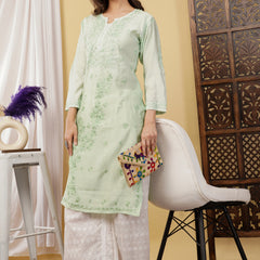 CHANDERI KURTI WITH HEAVY WORK WITH FREE GIFT 💝  INSIDE