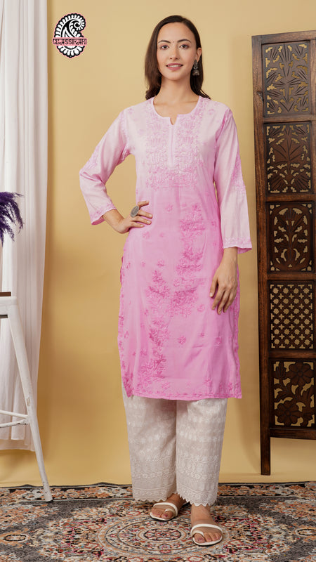 CHANDERI KURTI WITH HEAVY WORK WITH FREE GIFT 💝  INSIDE