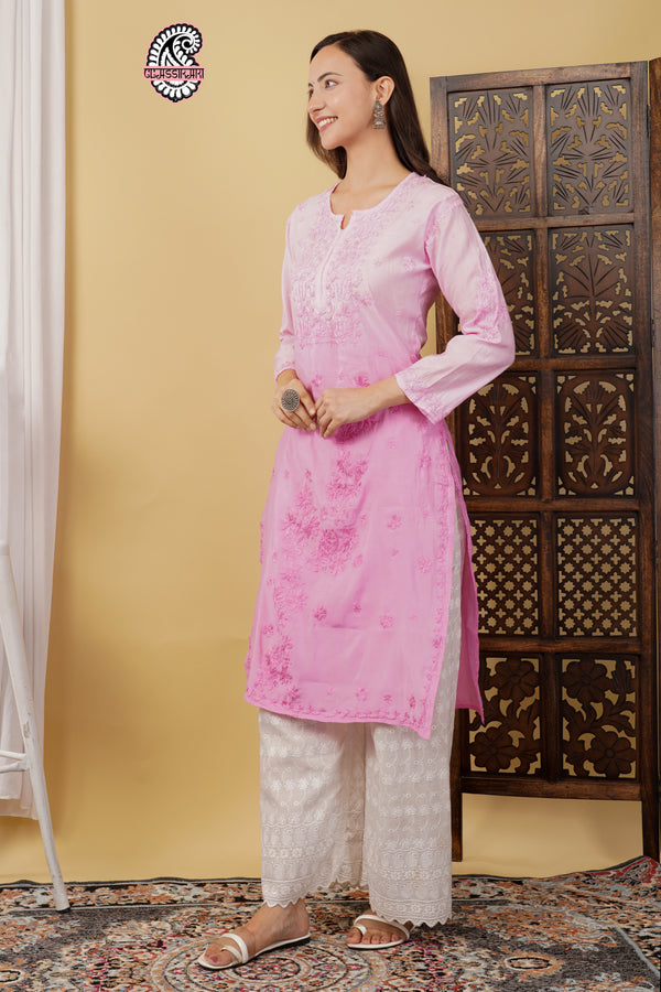 CHANDERI KURTI WITH HEAVY WORK WITH FREE GIFT 💝  INSIDE