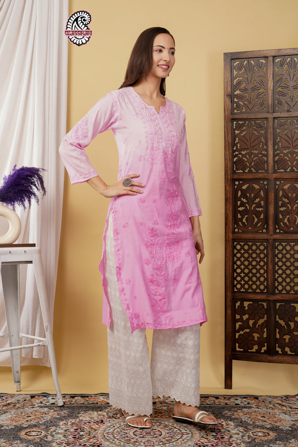 CHANDERI KURTI WITH HEAVY WORK WITH FREE GIFT 💝  INSIDE