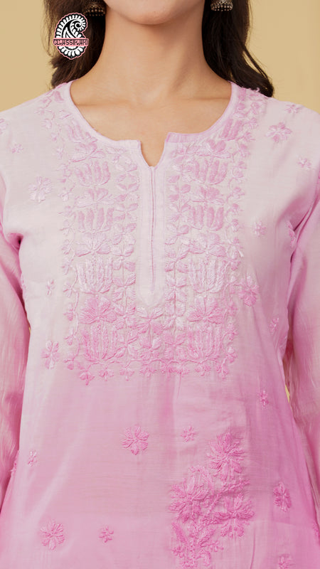 CHANDERI KURTI WITH HEAVY WORK WITH FREE GIFT 💝  INSIDE