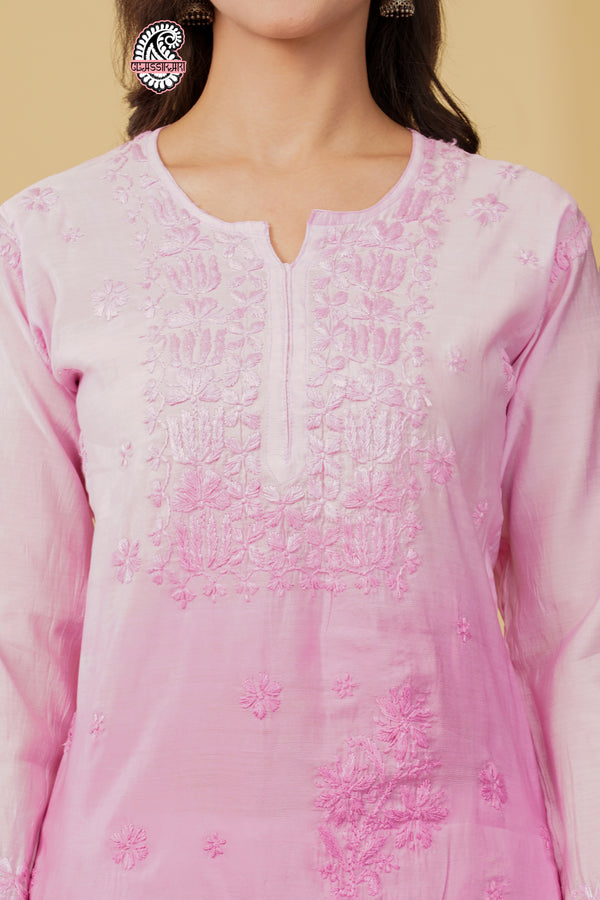 CHANDERI KURTI WITH HEAVY WORK WITH FREE GIFT 💝  INSIDE