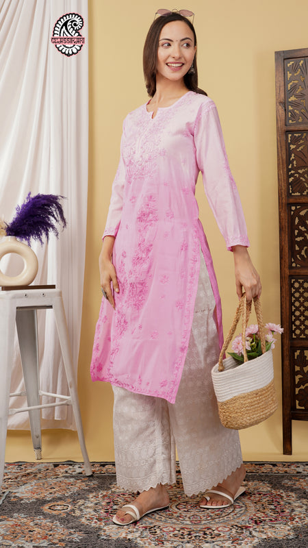 CHANDERI KURTI WITH HEAVY WORK WITH FREE GIFT 💝  INSIDE