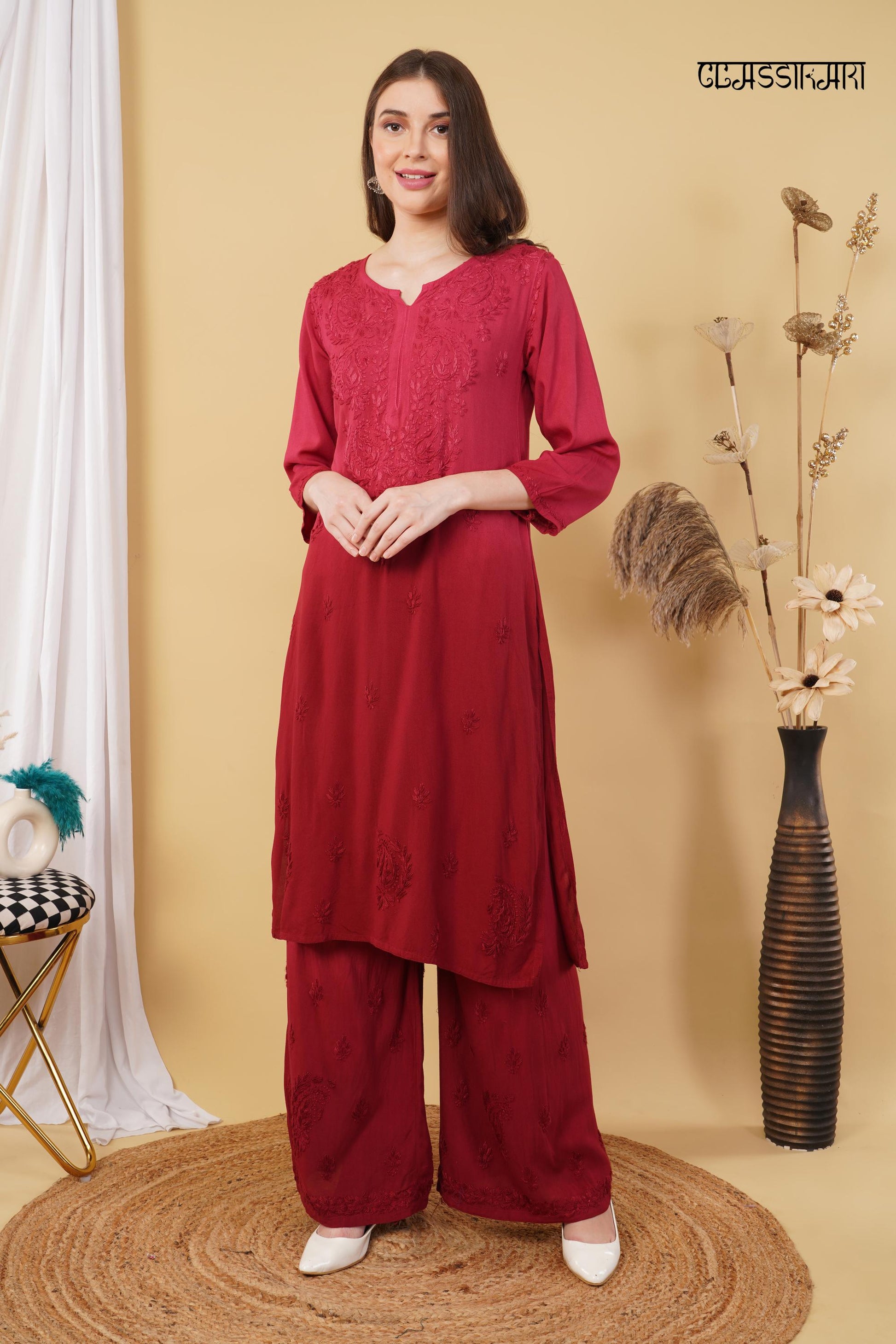 Most Comfortabe Rayon Ombrae Hand Embroidered Full Suit