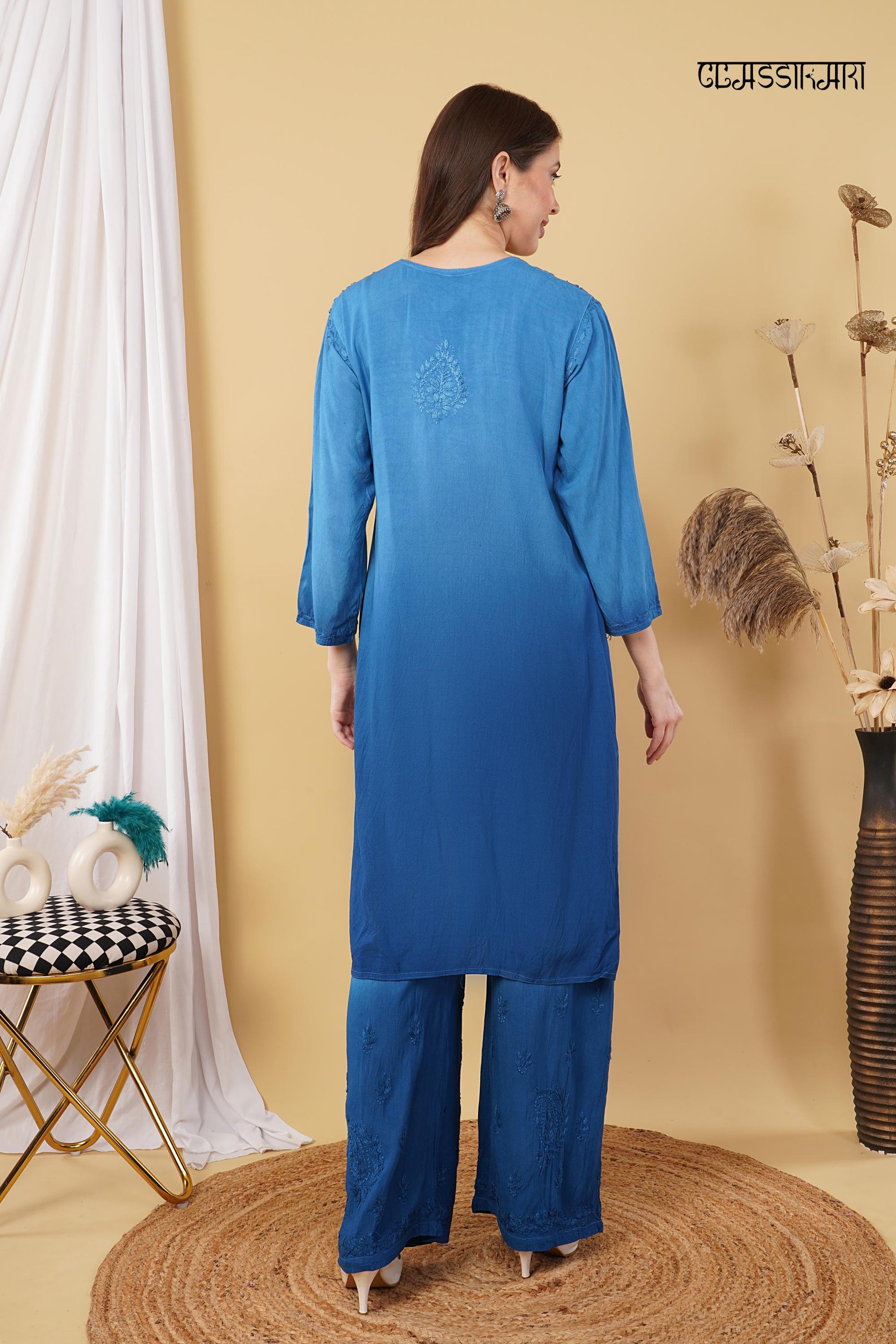 Most Comfortabe Rayon Ombrae Hand Embroidered Full Suit