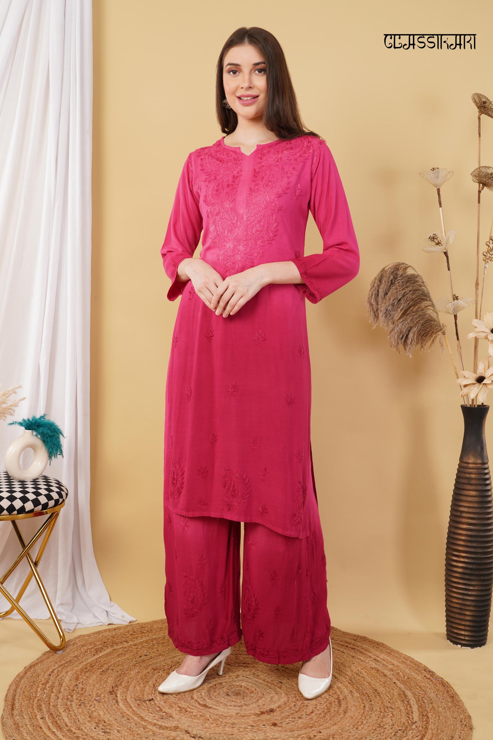 Most Comfortabe Rayon Ombrae Hand Embroidered Full Suit