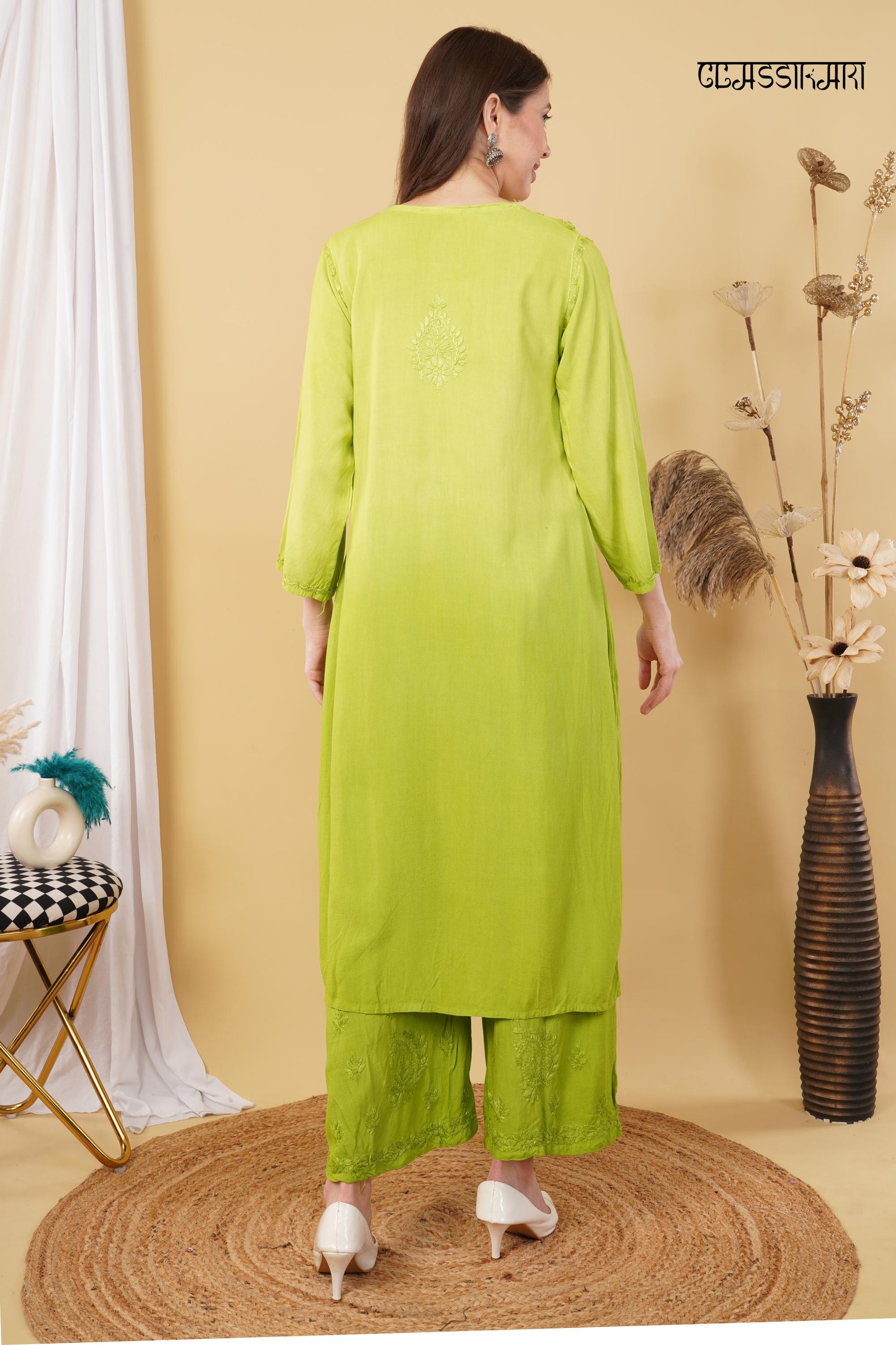 Most Comfortabe Rayon Ombrae Hand Embroidered Full Suit