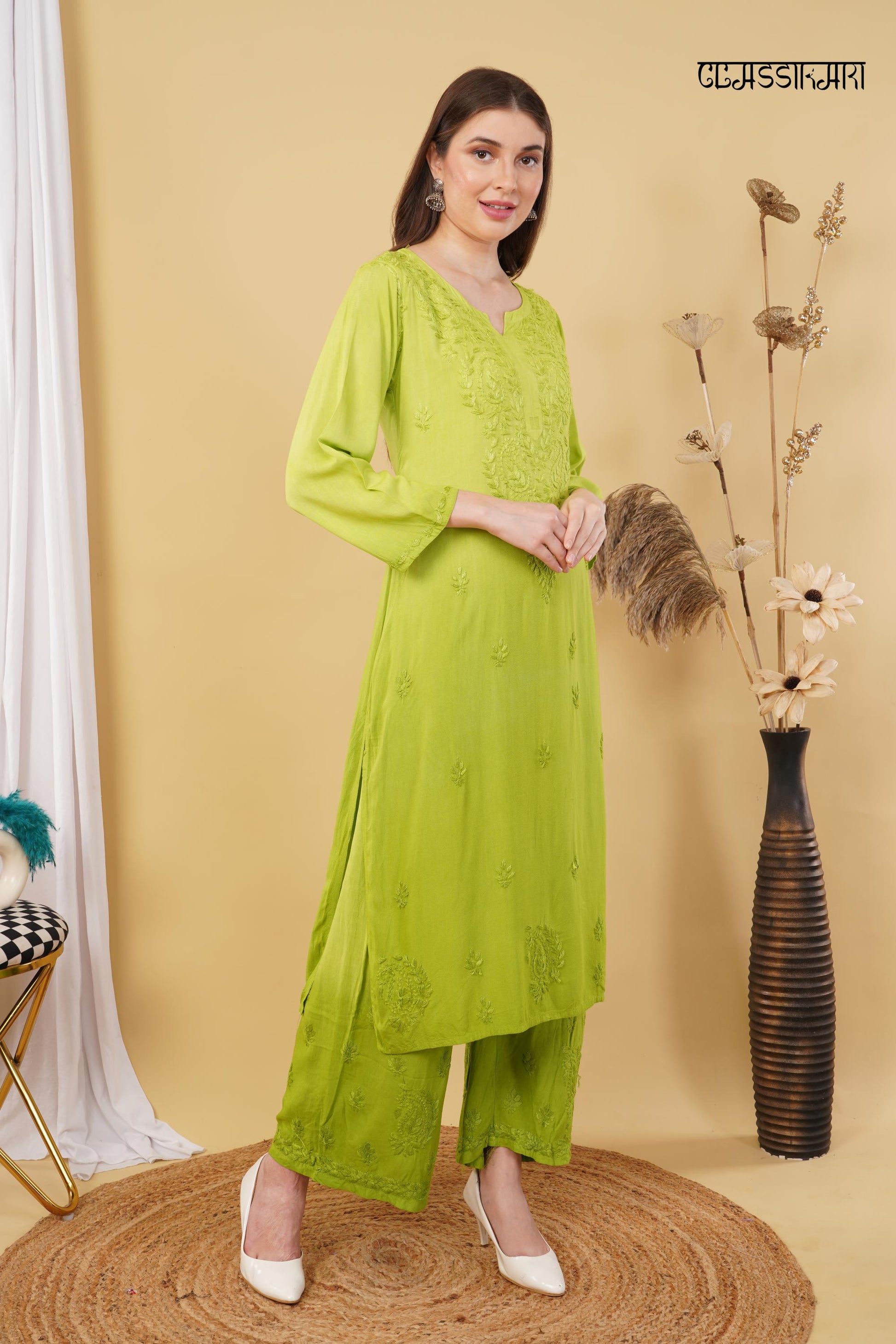 Most Comfortabe Rayon Ombrae Hand Embroidered Full Suit