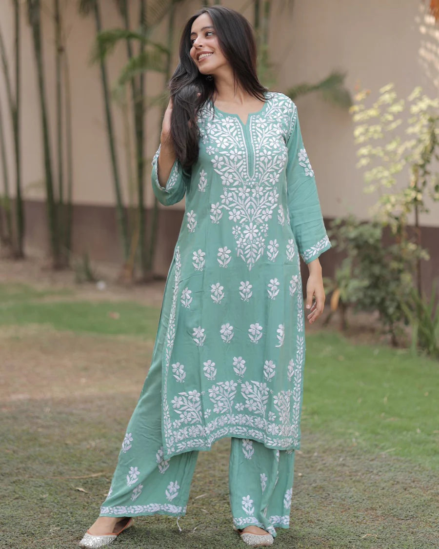 Evander Embroidery Rayon Co-ord Set