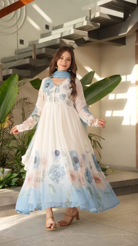 FLORAL TRENDING ANARKALI WITH KARDAL WORK