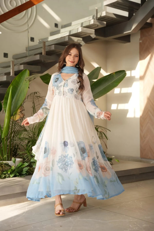 FLORAL TRENDING ANARKALI WITH KARDAL WORK