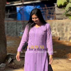 WHITE NOOR CHIKANKARI KURTI