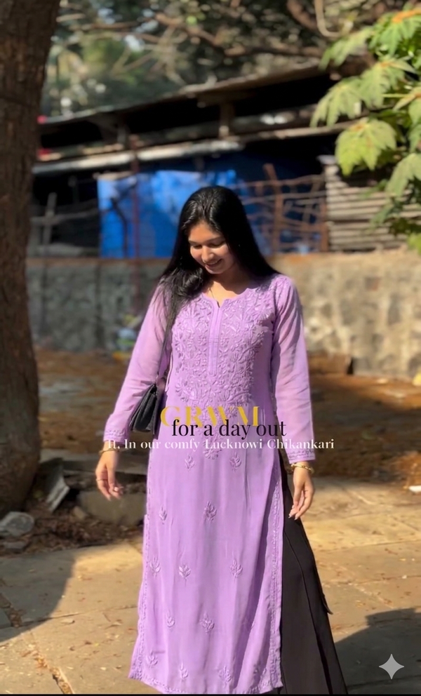 NOOR CHIKANKARI KURTI RED