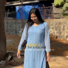 WHITE NOOR CHIKANKARI KURTI