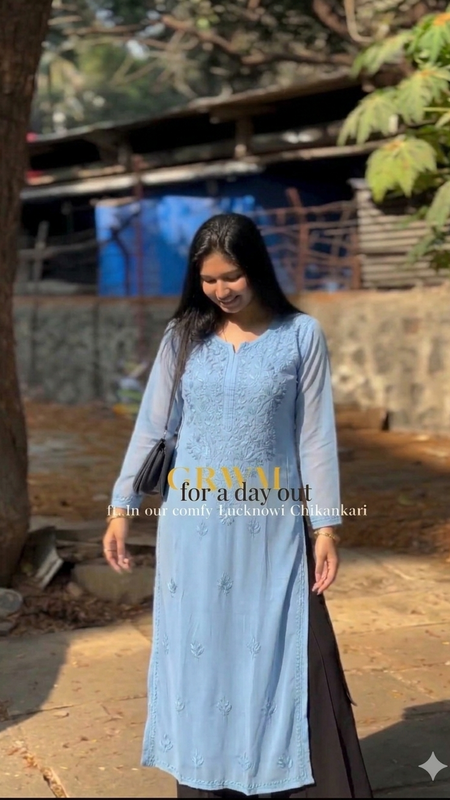 WHITE NOOR CHIKANKARI KURTI