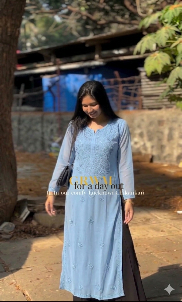 NOOR CHIKANKARI KURTI BLUE