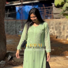 WHITE NOOR CHIKANKARI KURTI