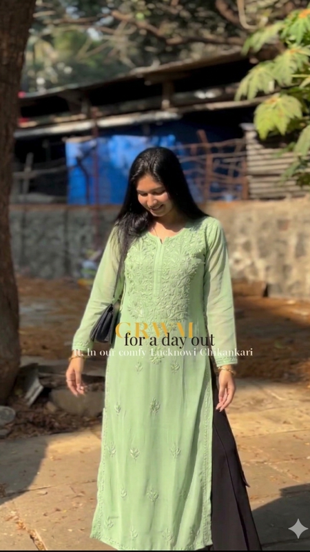 WHITE NOOR CHIKANKARI KURTI