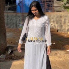 WHITE NOOR CHIKANKARI KURTI