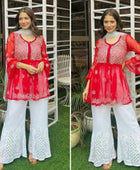 SHORT MIROR KURTI WITH SHARARA AND DUPATTA / SHORT KURTI SET