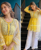 SHORT MIROR KURTI WITH SHARARA AND DUPATTA / SHORT KURTI SET