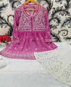 SHORT MIROR KURTI WITH SHARARA AND DUPATTA / SHORT KURTI SET