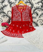 SHORT MIROR KURTI WITH SHARARA AND DUPATTA / SHORT KURTI SET