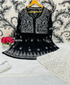 SHORT MIROR KURTI WITH SHARARA AND DUPATTA / SHORT KURTI SET