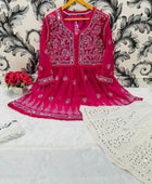 SHORT MIROR KURTI WITH SHARARA AND DUPATTA / SHORT KURTI SET