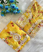 Flower print Hand embroidered Mulmul cord set