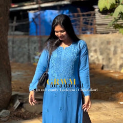 WHITE NOOR CHIKANKARI KURTI