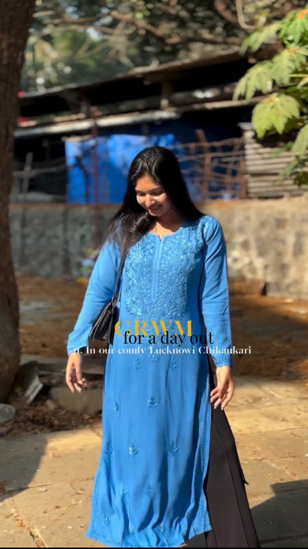 WHITE NOOR CHIKANKARI KURTI