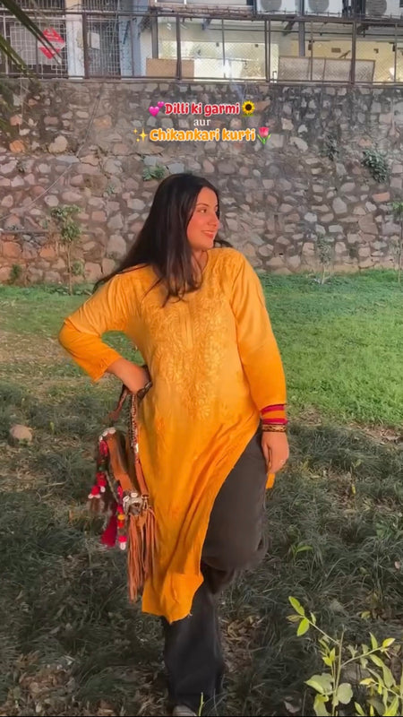 WHITE NOOR CHIKANKARI KURTI