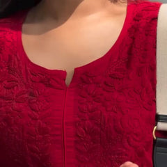 WHITE NOOR CHIKANKARI KURTI