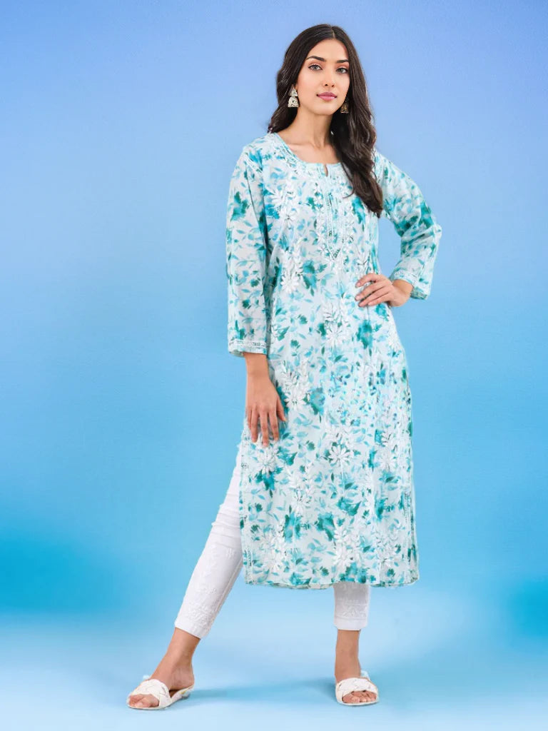 Neitra hand-embroidered malmal Kurti