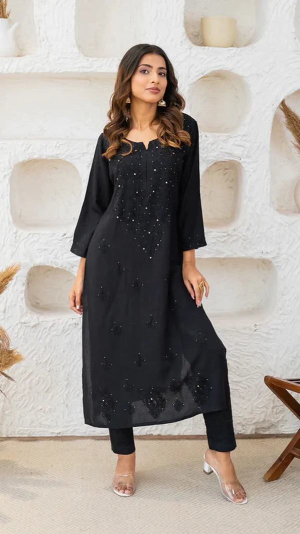 Versatile and Stylish Mukesh Embroidery in Rayon Kurti With Free Gift 💝 Inside