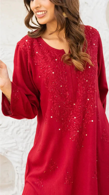 Versatile and Stylish Mukesh Embroidery in Rayon Kurti with Free Gift 💝 Inside