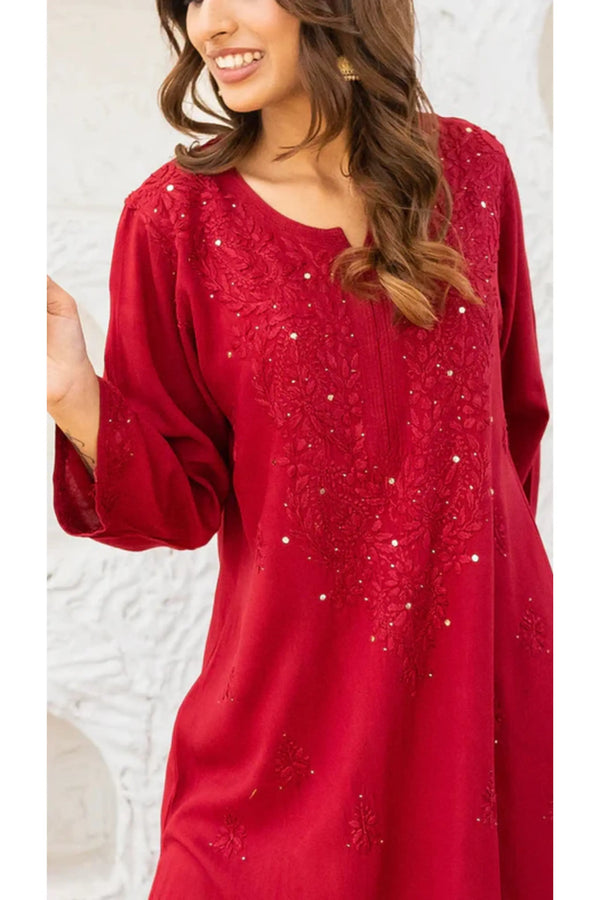 Versatile and Stylish Mukesh Embroidery in Rayon Kurti with Free Gift 💝 Inside