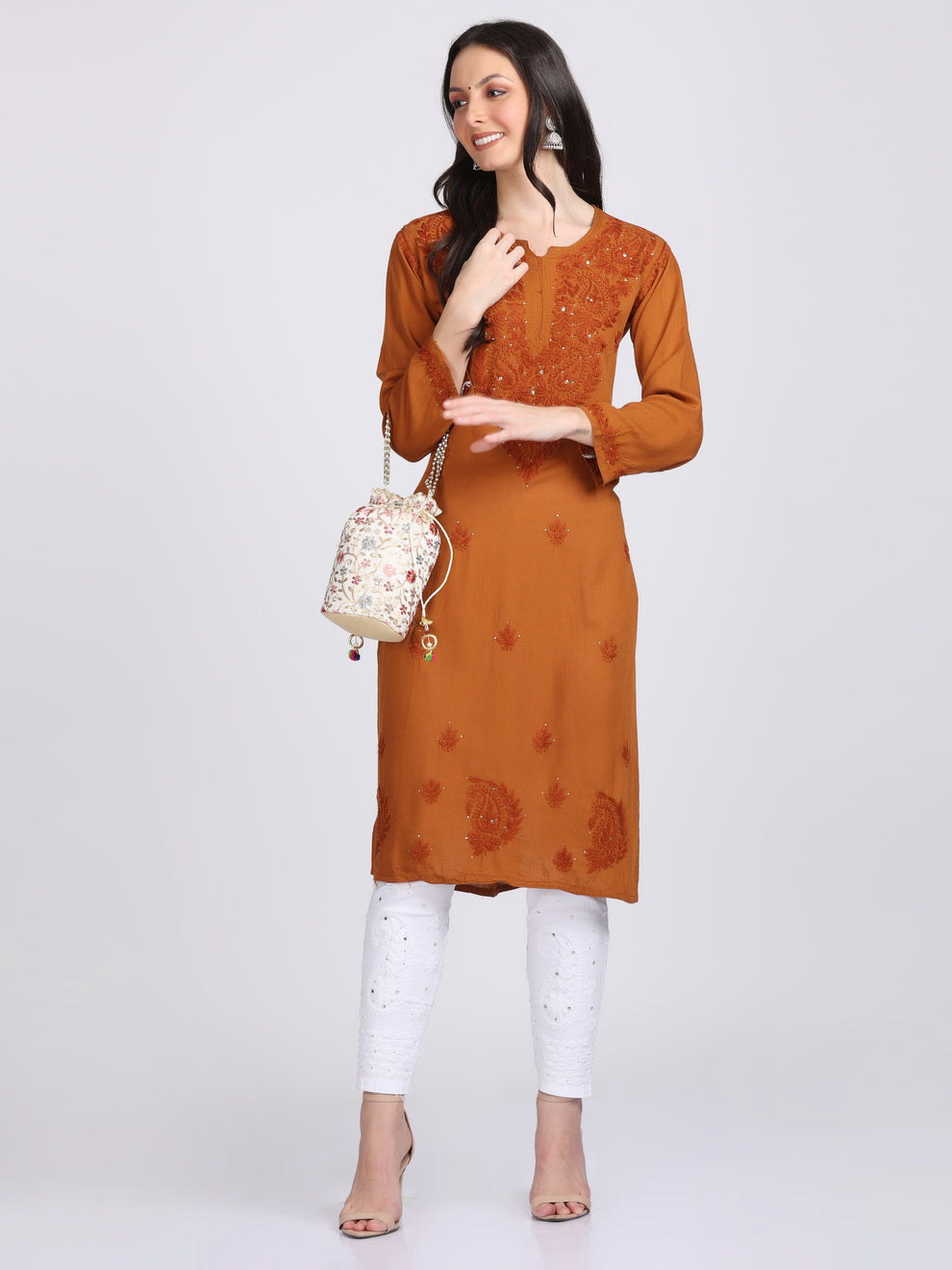 Versatile and Stylish Mukesh Embroidery in Rayon Kurti with Free Gift 💝 Inside