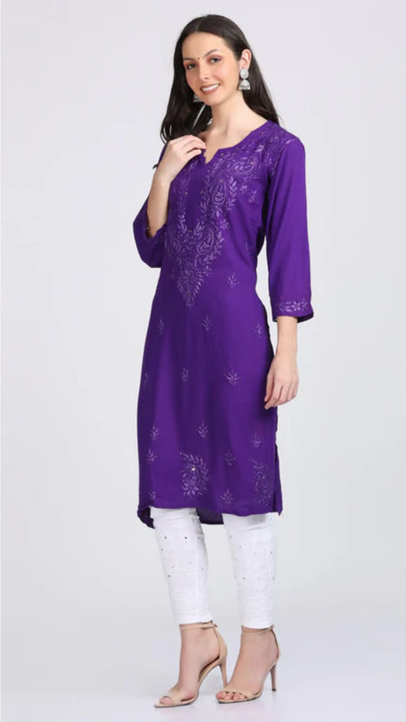 Versatile and Stylish Mukesh Embroidery in Rayon Kurti With Free Gift 💝 Inside