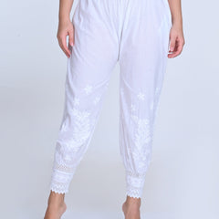 Chikankari Hand-Embroidered Afgani Pant With Both Side Pockets/ lucknawi pant