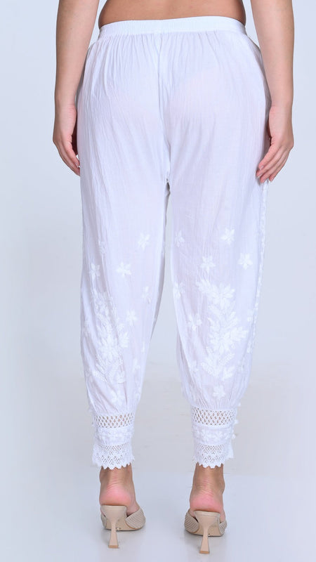Chikankari Hand-Embroidered Afgani Pant With Both Side Pockets/ lucknawi pant