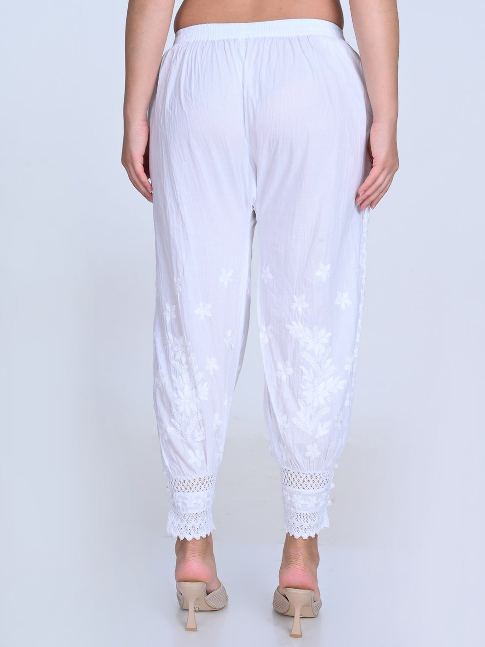 Chikankari Hand-Embroidered Afgani Pant With Both Side Pockets/ lucknawi pant