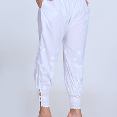 Chikankari Hand-Embroidered Afgani Pant With Both Side Pockets/ lucknawi pant