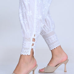 Chikankari Hand-Embroidered Afgani Pant With Both Side Pockets/ lucknawi pant
