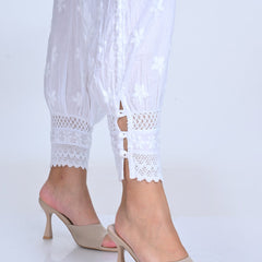 Chikankari Hand-Embroidered Afgani Pant With Both Side Pockets/ lucknawi pant
